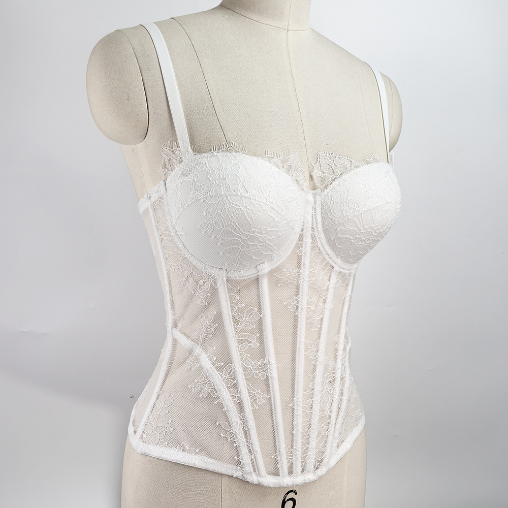 Womens Lace Corset Bustier Ladies Trendy Tightened Fishbone Bra Tops Vest